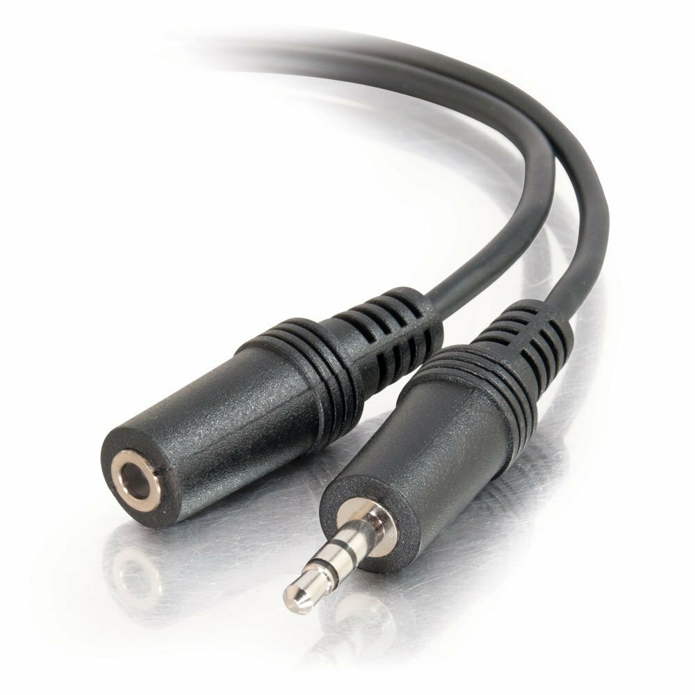 3.5 mm M/F Stereo Audio Extension Cable Black, 12 feet/7.62 Meters
