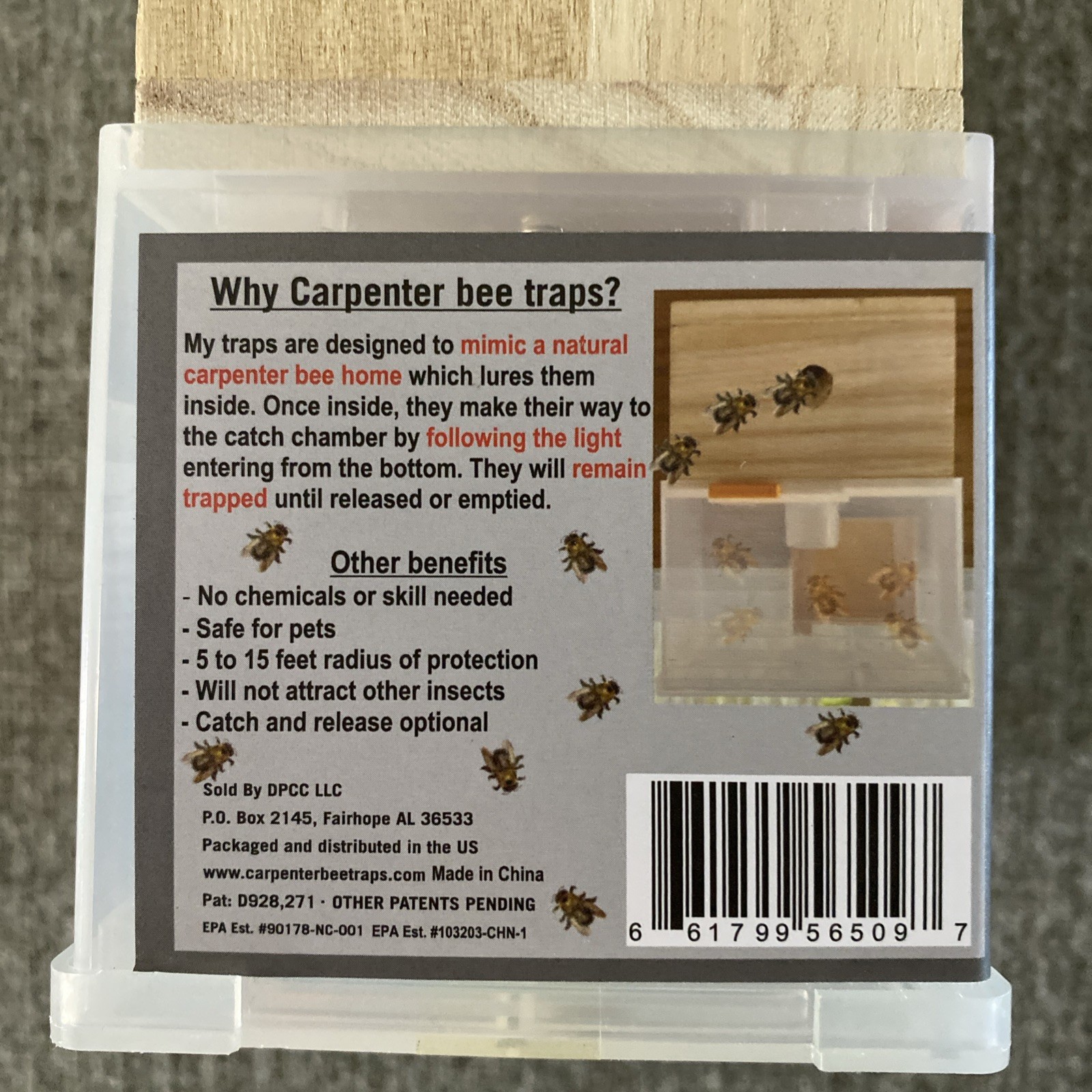 BEES 'N THINGS OUTDOOR CARPENTER BEE TRAP-NEW-INSTRUCTIONS