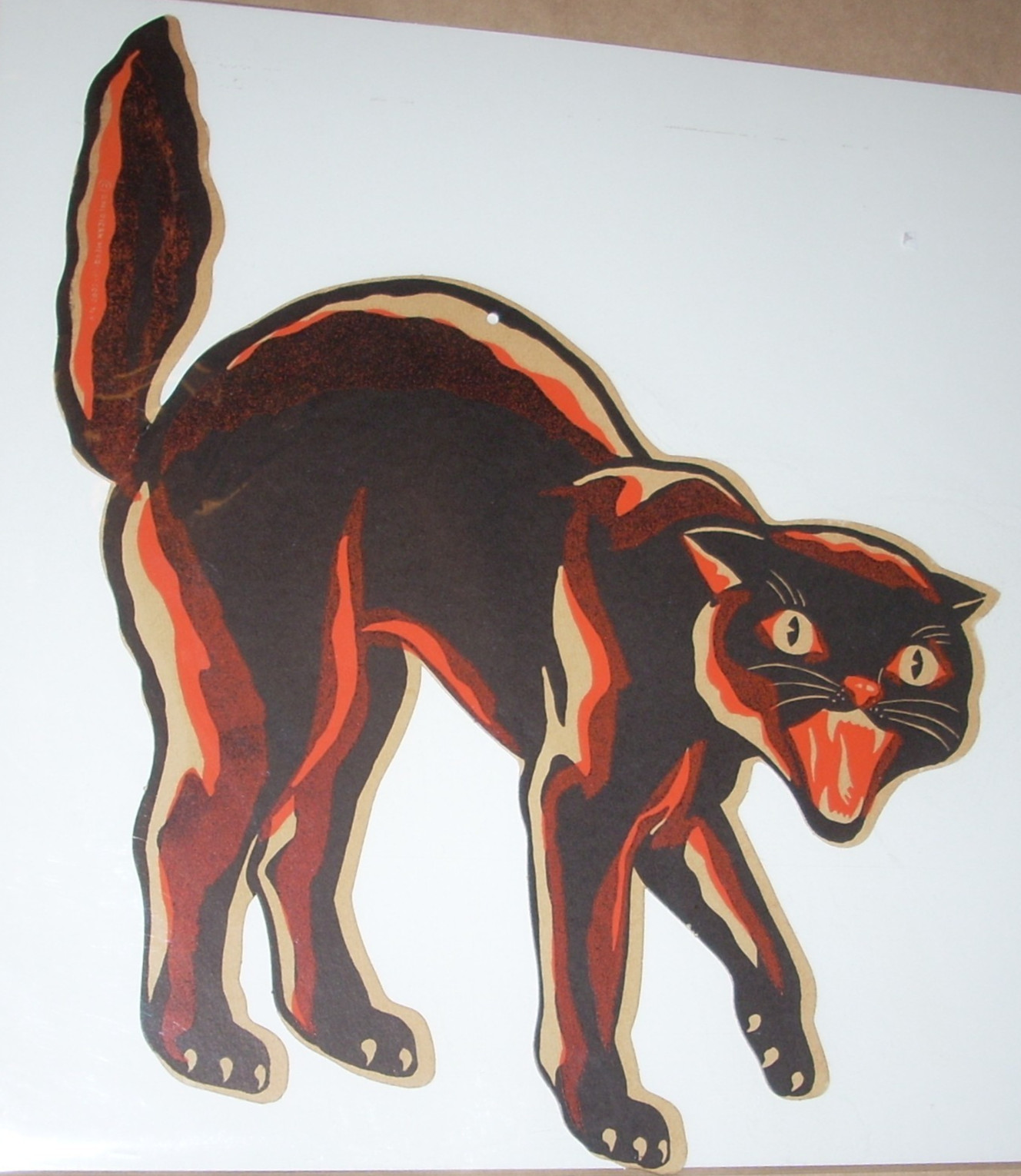 Vintage 1940's Halloween American Merri-Lei Black Cat Die Cut Decoration