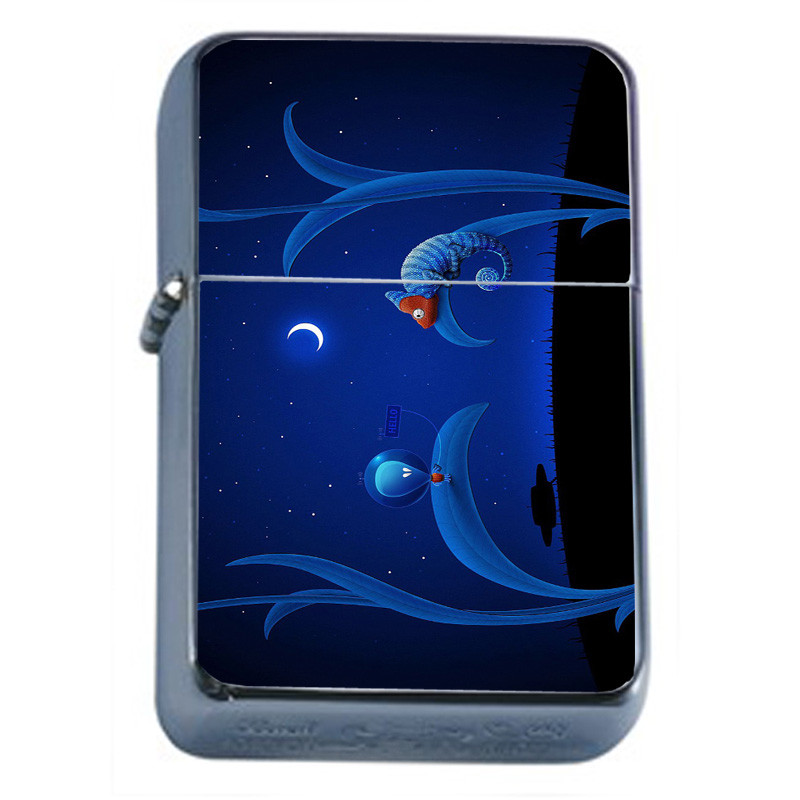 Alien Chameleon Night Em1 Flip Top Oil Lighter Wind Resistant