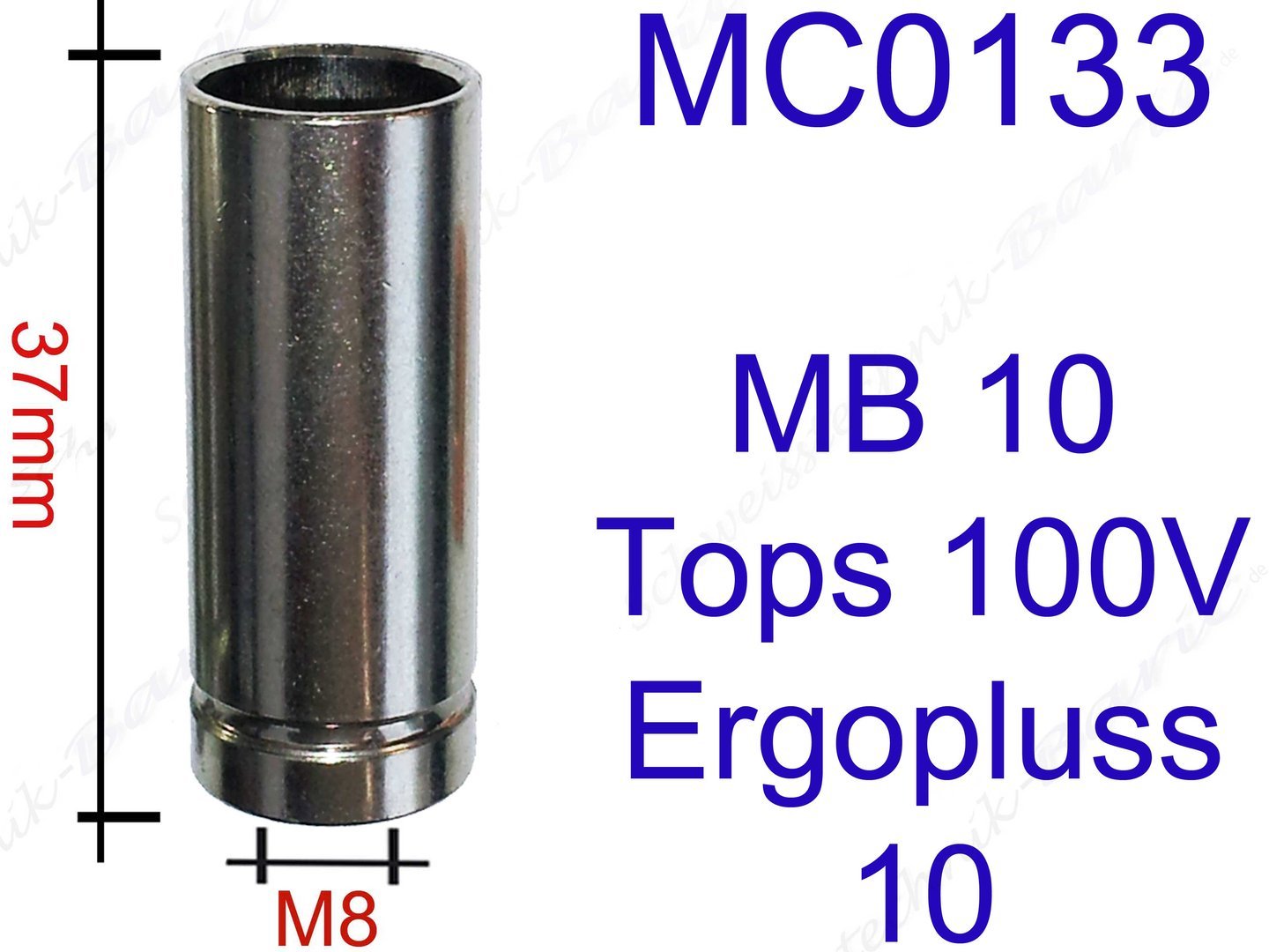 Gas Nozzle Gas Nozzles Cylindrical MIG/MAG Torch MB10, Plus10, SP10, TOPS100V MC0133