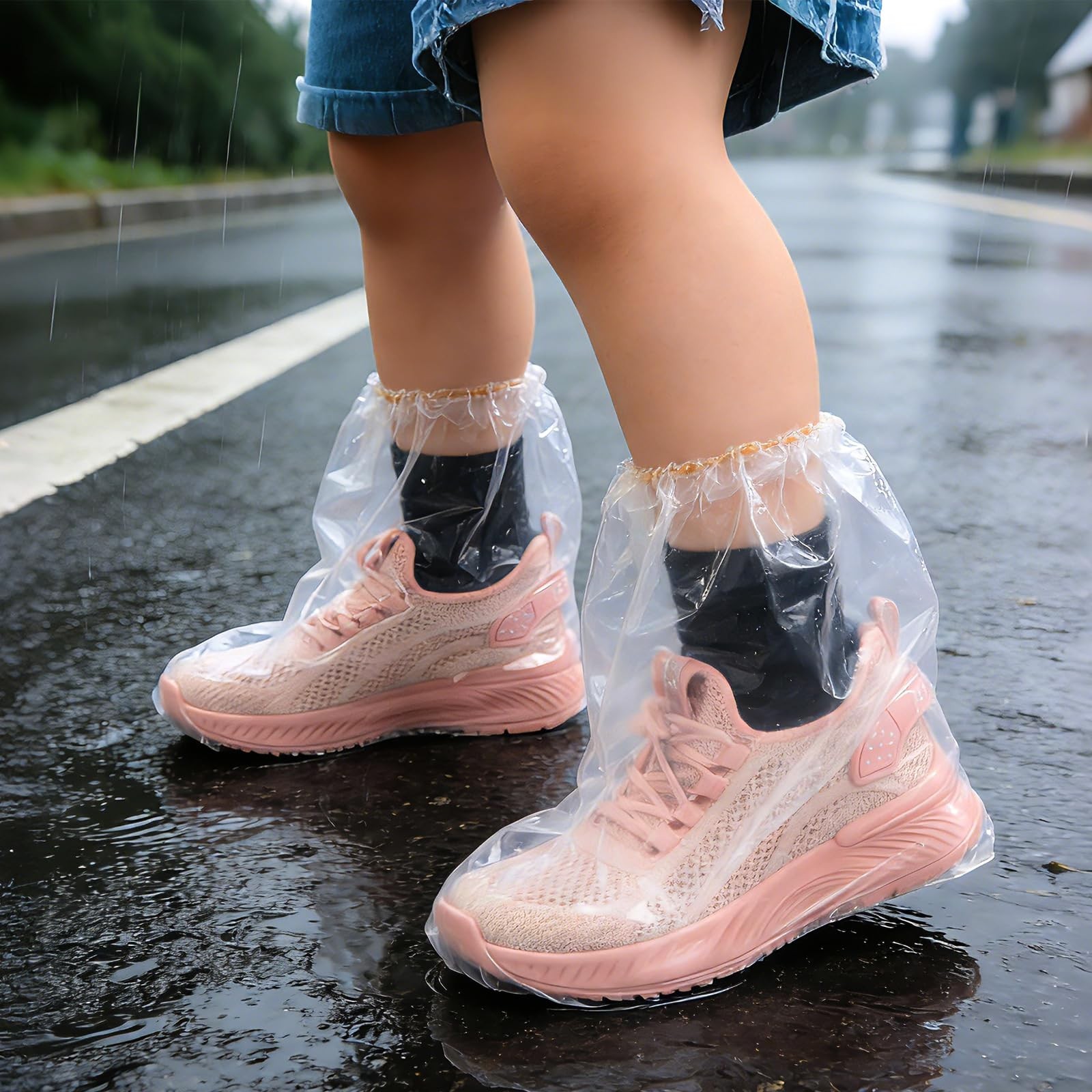 20PCS (10 Pairs) Kids Waterproof Shoe Covers for Rain, Non-Slip Disposable Pl...