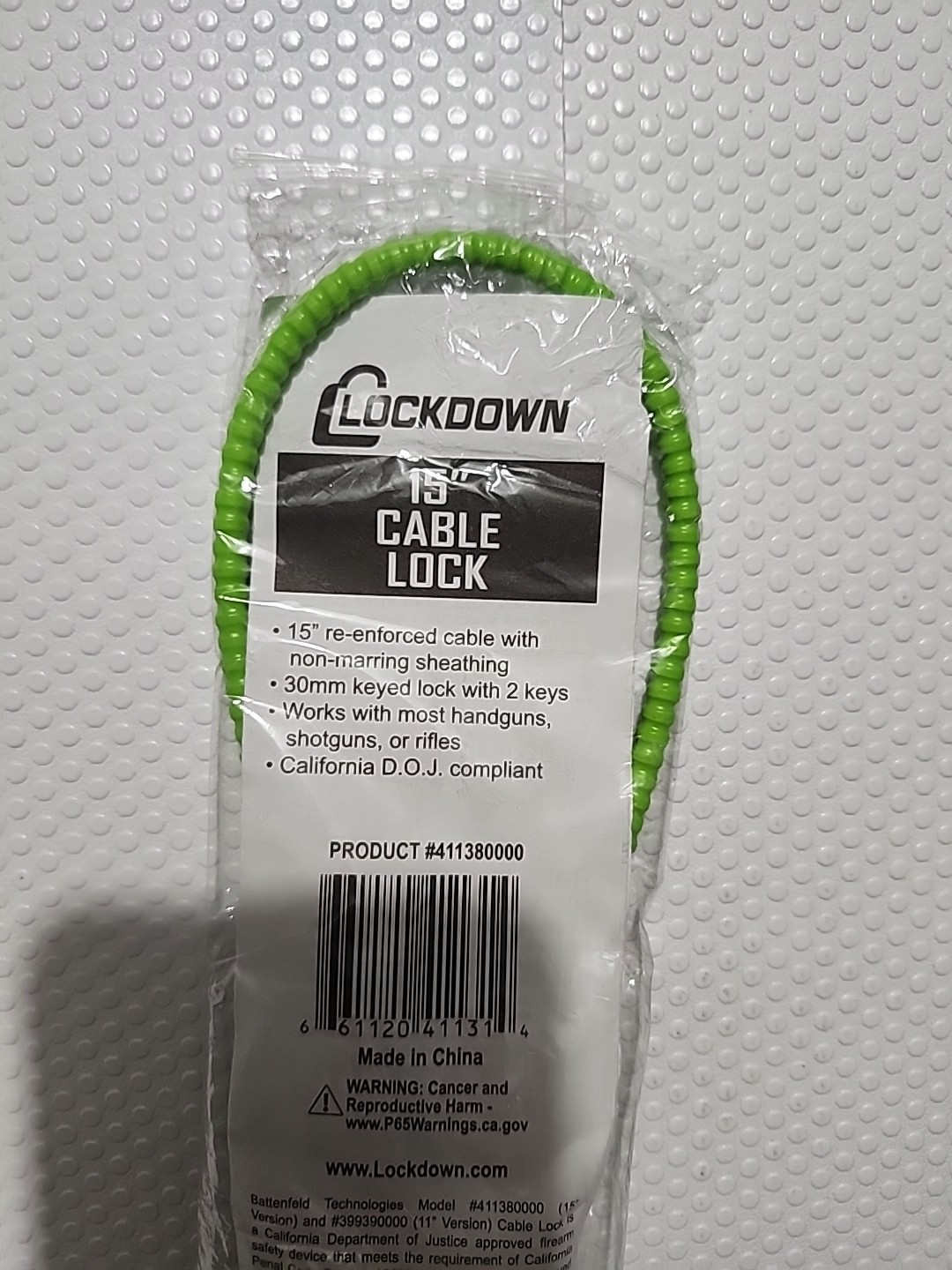 Lockdown FSDC 15” Cable LOCK Security Firearm bike Keyed 2 Keys 30mm