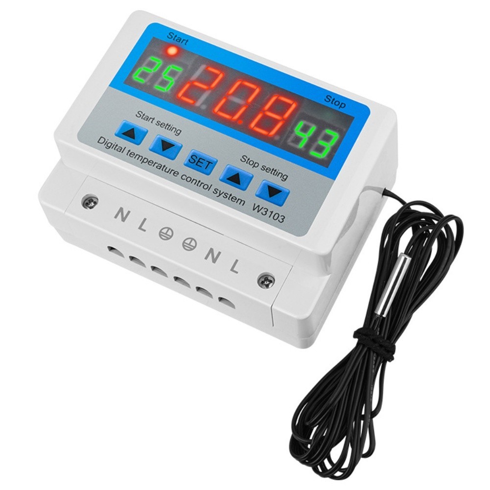 Digital Temperature Controller W3103 30A Fully Automatic 220V for HVAC Systems