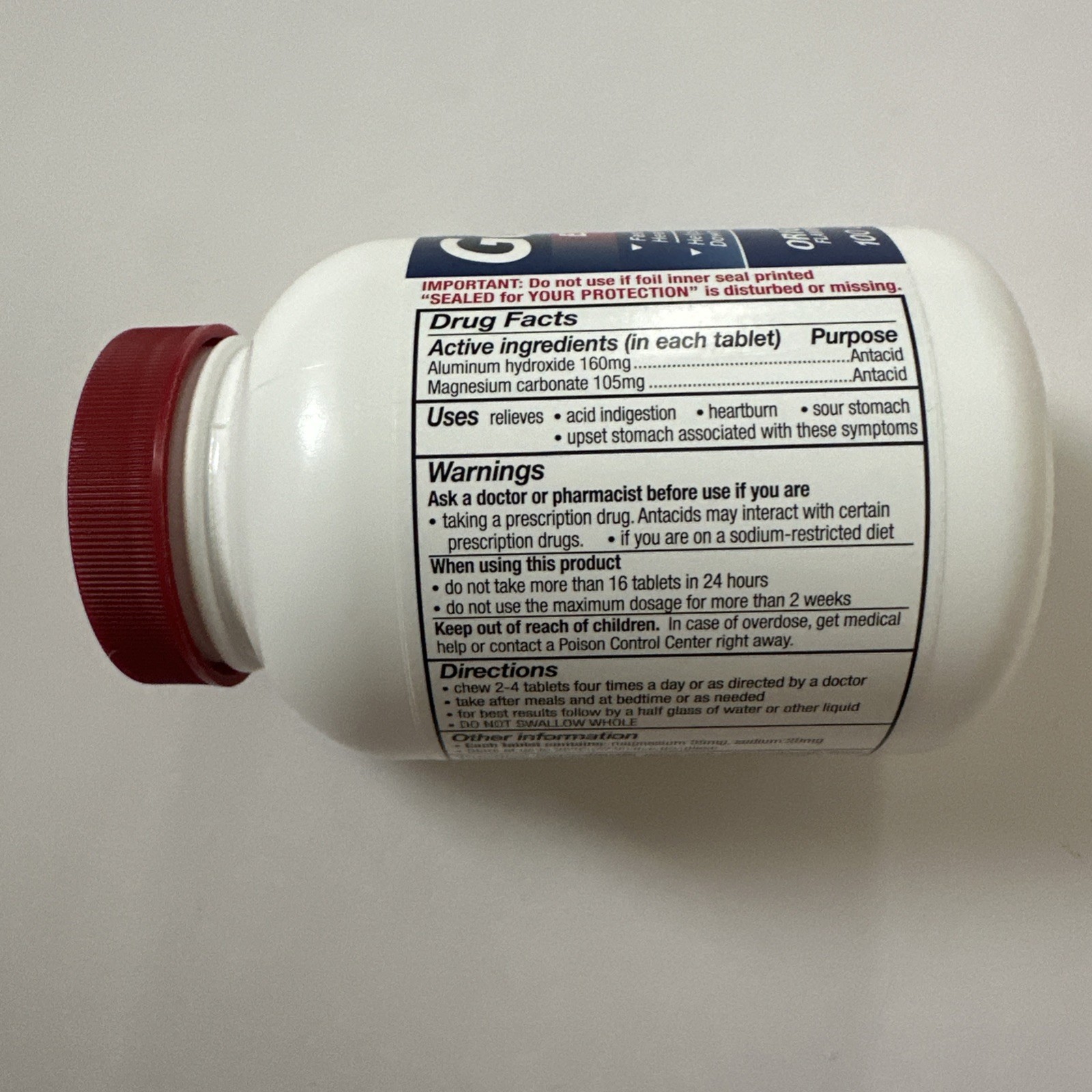 (1) Gaviscon Extra Strength Chewable Antacid Tablets 100 Count Exp. 08/28