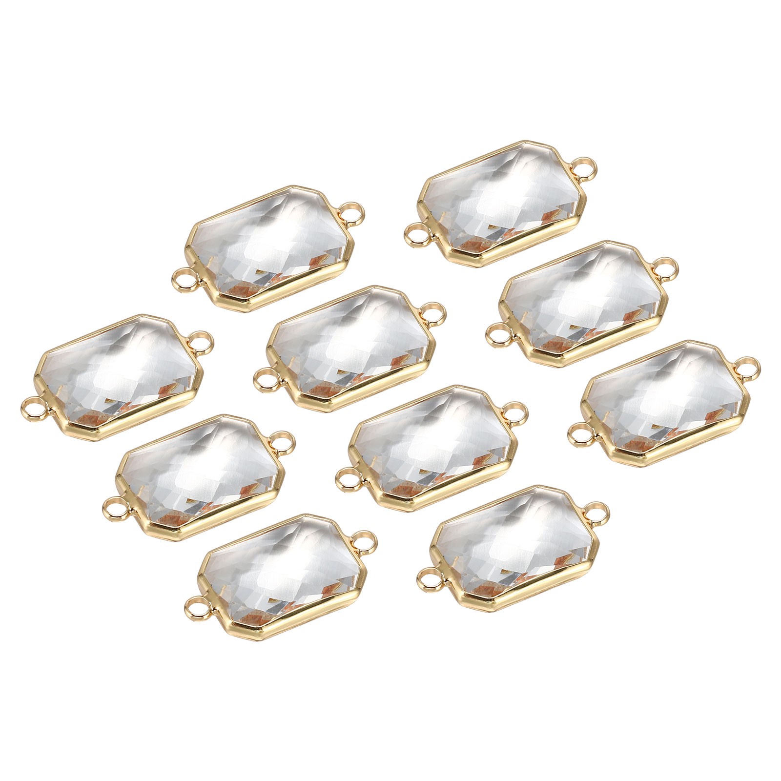 Birthstone Connector Link, 10Pcs Diamond Links Rectangle, White