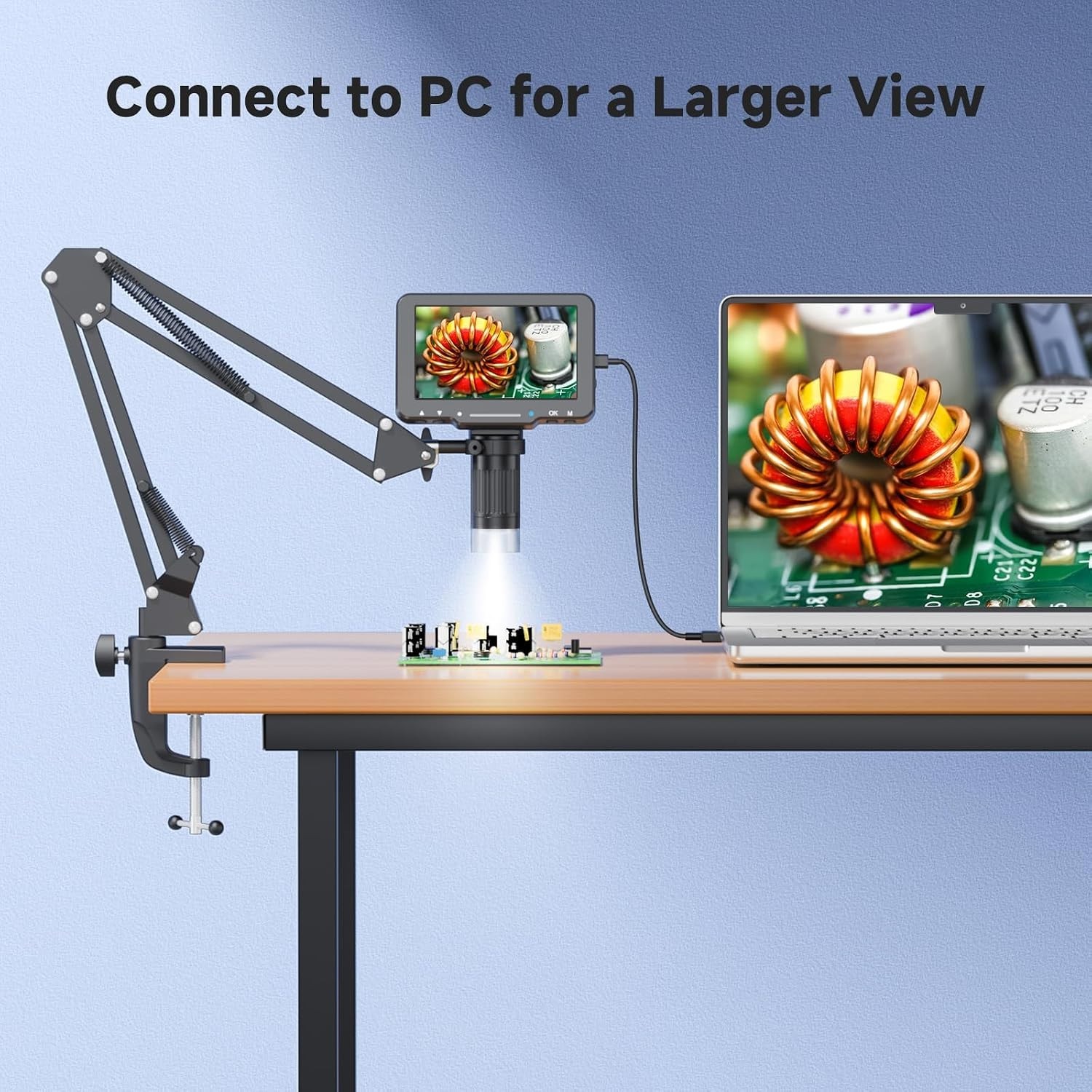 5" LCD Digital Microscope 1000X Soldering Electronics Repair 1080P PC