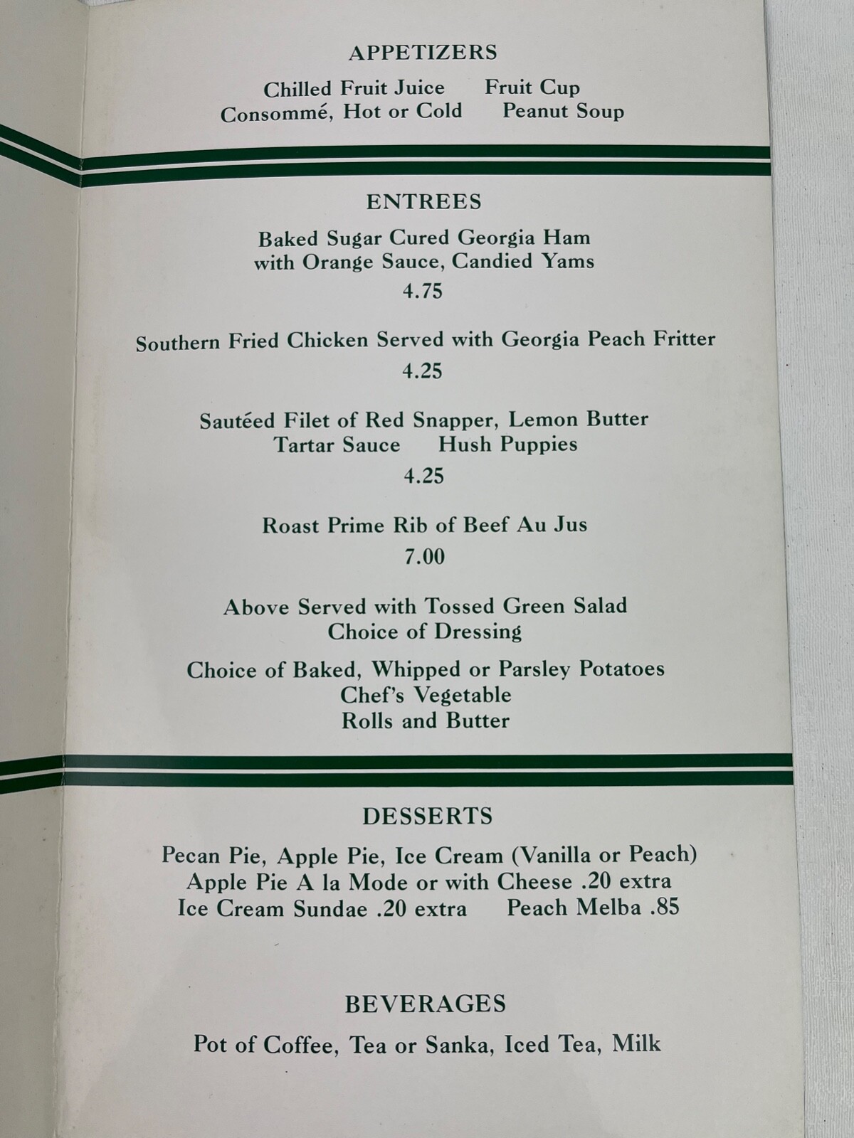 Jimmy Carter's Inauguration Train Menu "PEANUT SPECIAL" Plains Ga - Washington