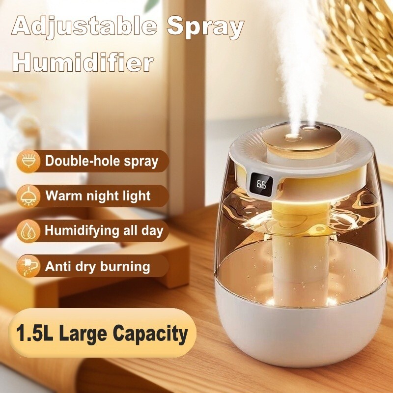 1.5L Humidifiers for Bedroom Ultrasonic Cool Mist LED Humidifier Top Fill