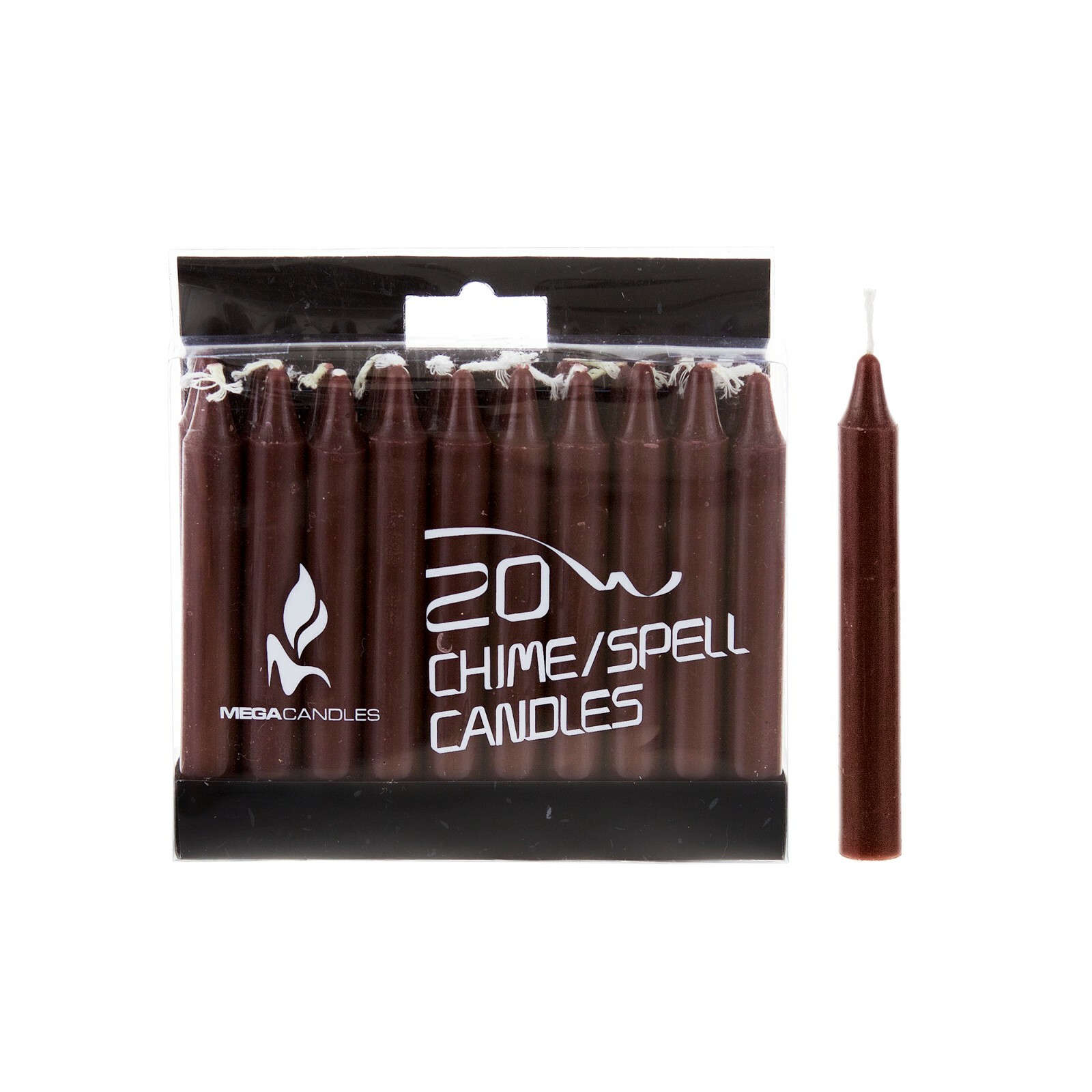 Mega Candles - Ceramic 1/2" Chime / Spell Candle Holder with Candles - BrownSet