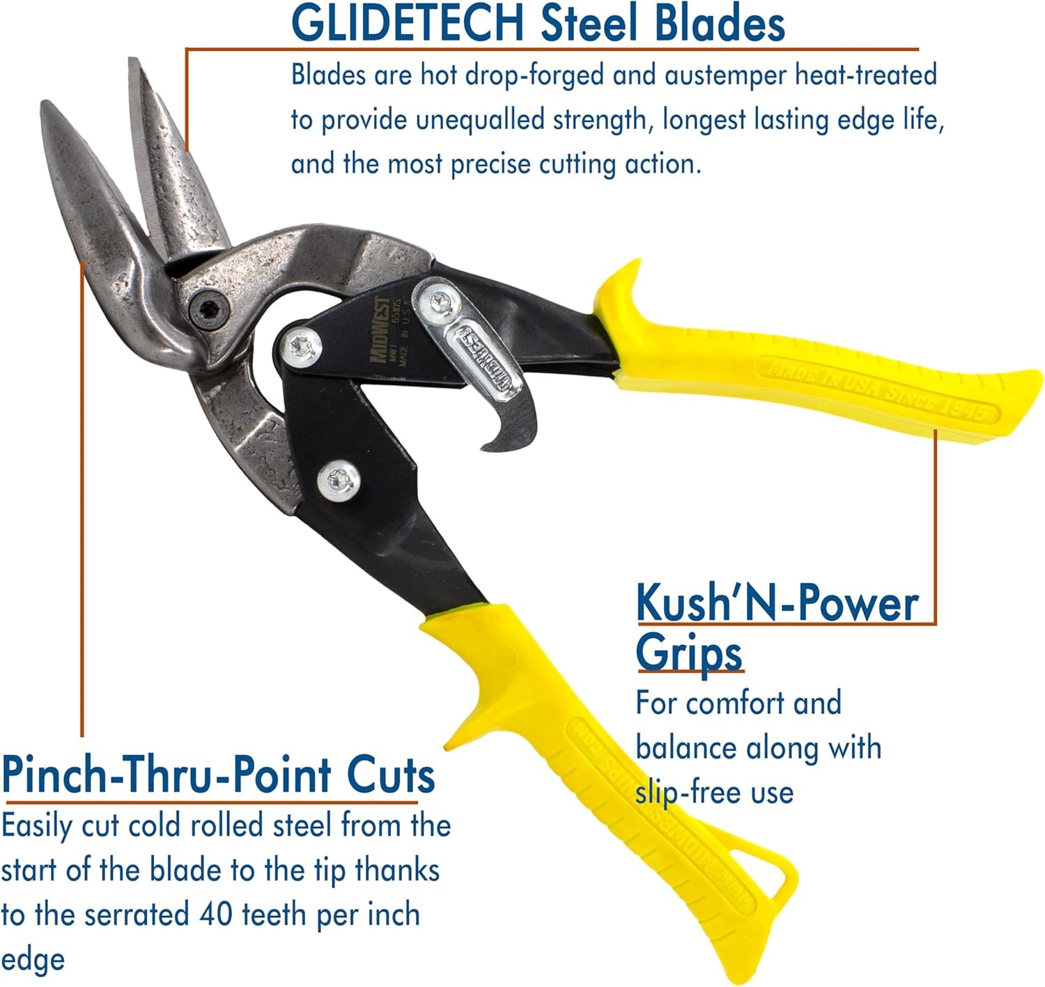 MIDWEST Aviation Snip - Straight Cut Offset Tin Cut,