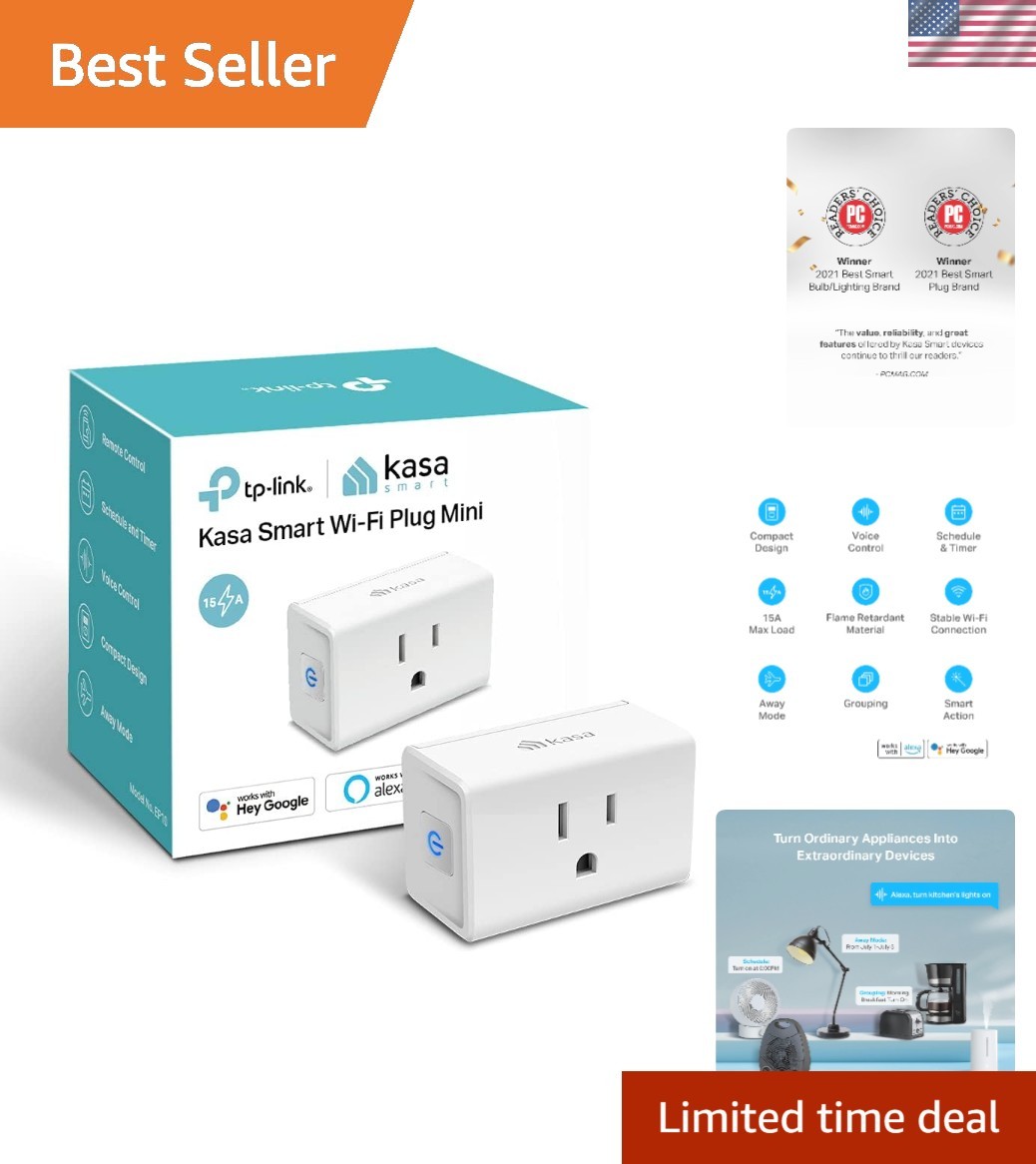 Energy-Saving Smart Mini Plug 15A – Remote Control via Kasa App,  Certified