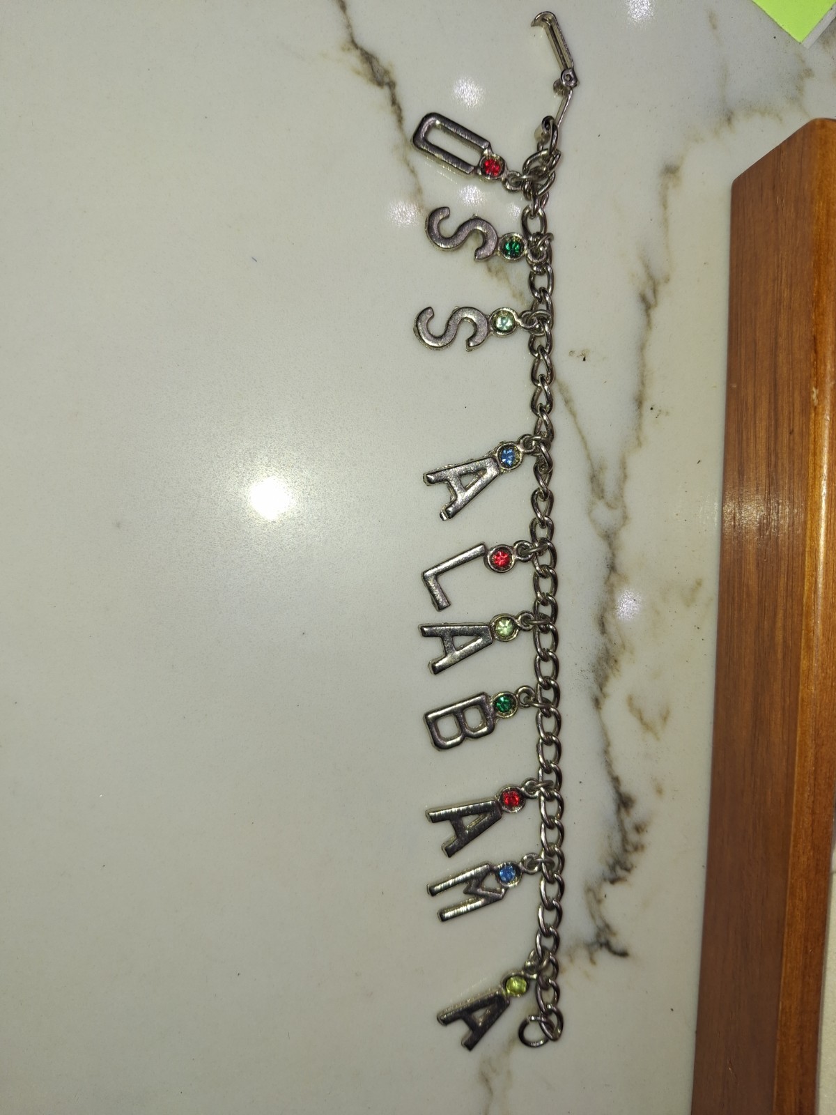 Vintage USS Alabama Sweetheart Bracelet USN Navy 7"
