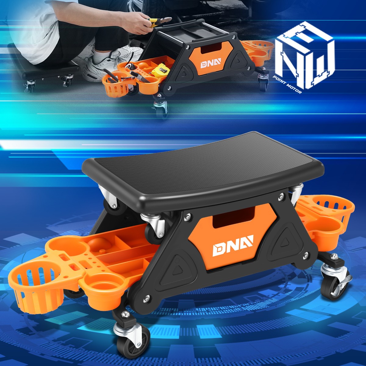 25.5"L X 17.5"W Seat Automotive Car Repair Mechanic Stool w/Swivel Caster Wheels