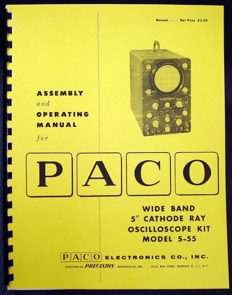 Paco S-55 S55 Wide Band 5" Oscilloscope Kit Manual