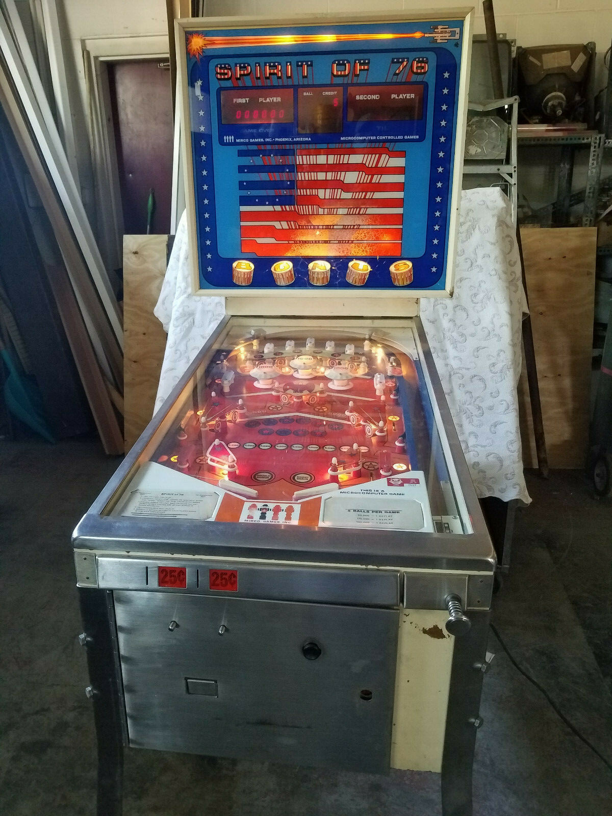 Spirit of 76 Micro Manufacturing Pinball Machine- RARE