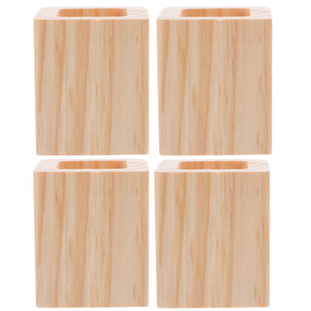 4 Pcs Wood Furniture Risers Raisers Blocks Couch Leg Extenders Desk Lifts