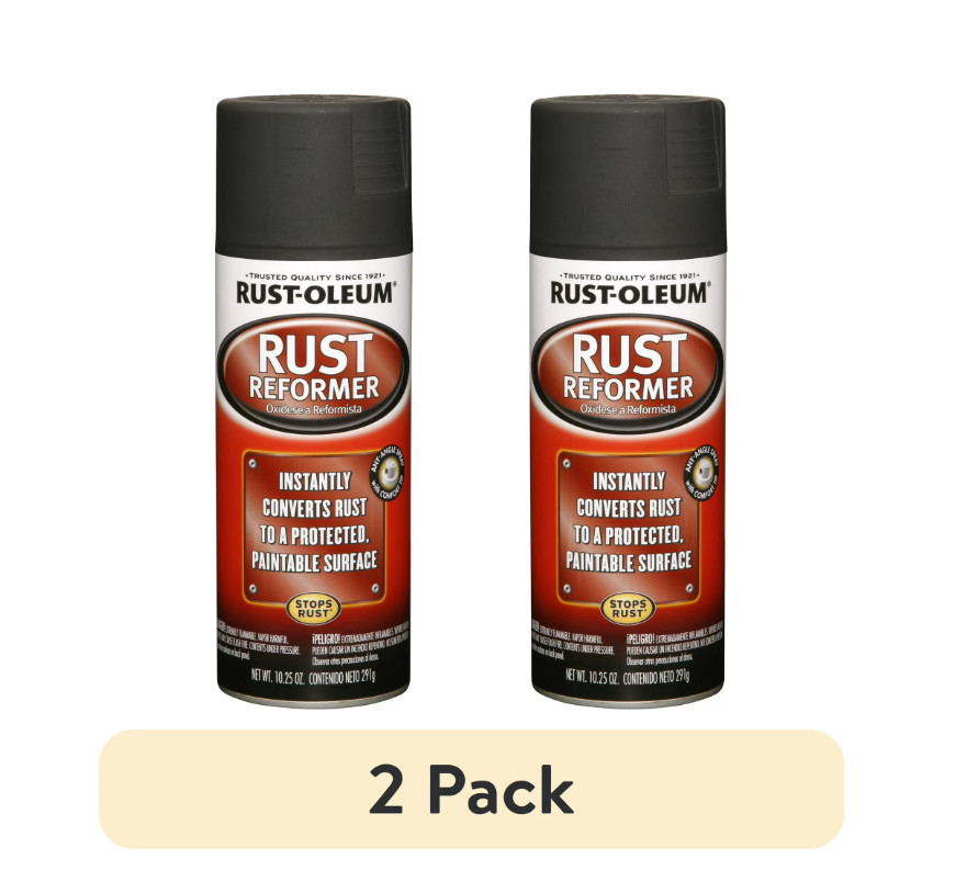 Automotive Flat Black Finish Rust Converter Rust Reformer Spray Coat 10oz 2PACK