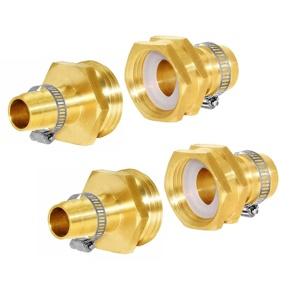 Joywayus Solid Brass Garden Hose Repair Connector with 3/4" Barb,