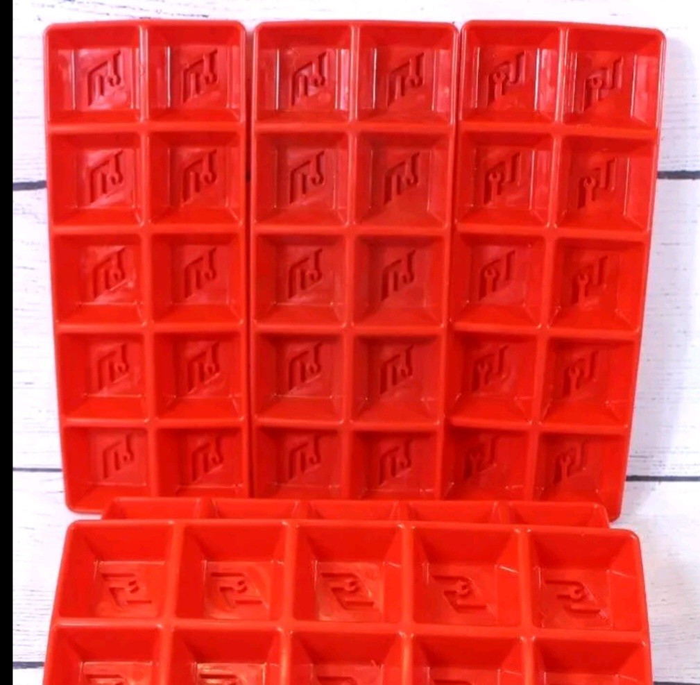 Set of 5 Snap-on Tools Wrench S Logo Red Plastic Ice Cube Trays