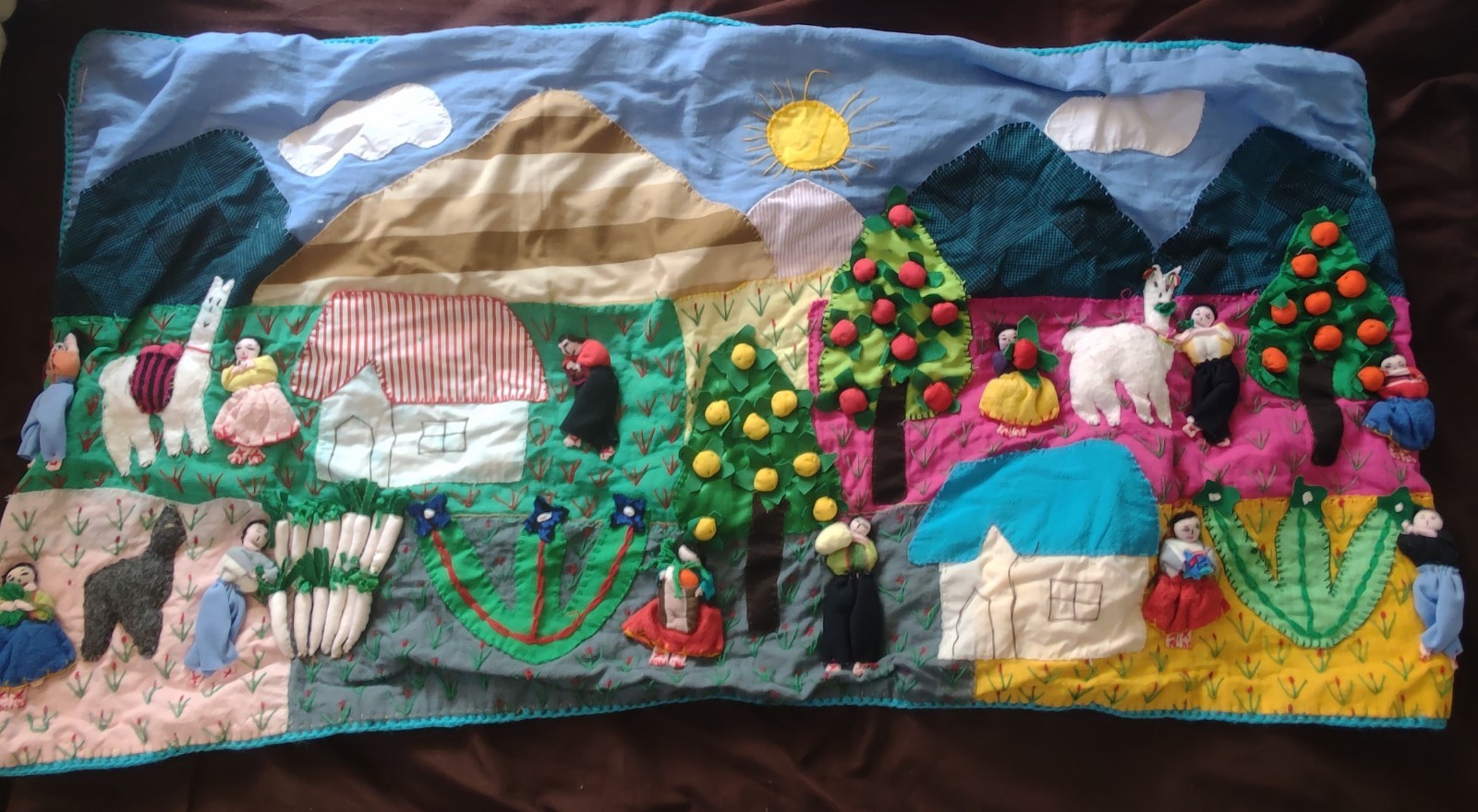 3 Peru Arpillera Folk Art Textile Wall Hanging Handmade See Pics For Condition