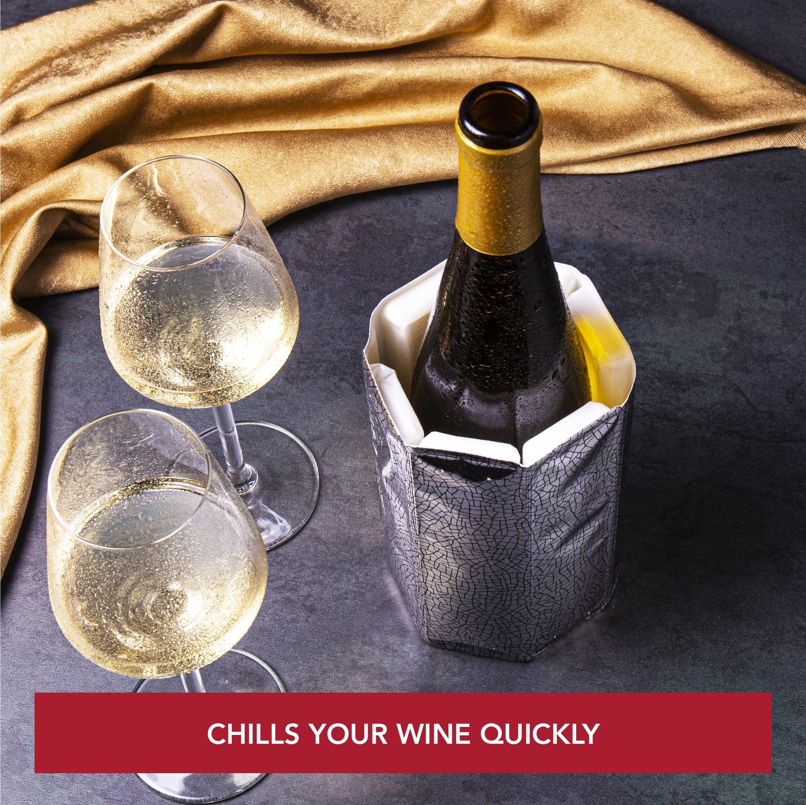 Rapid Ice Active Cooler Wine Bottle Chilling Sleeve Standard Silver