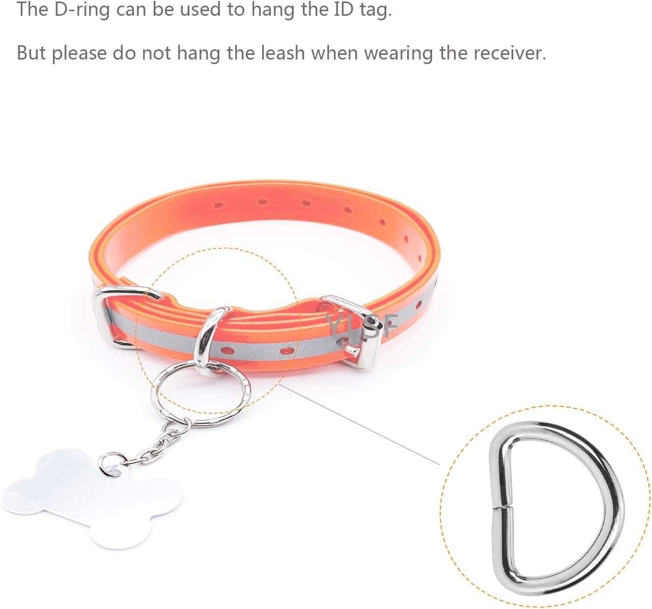 Adjustable Orange Reflective TPU Dog Collar Strap for Training Shock Collars