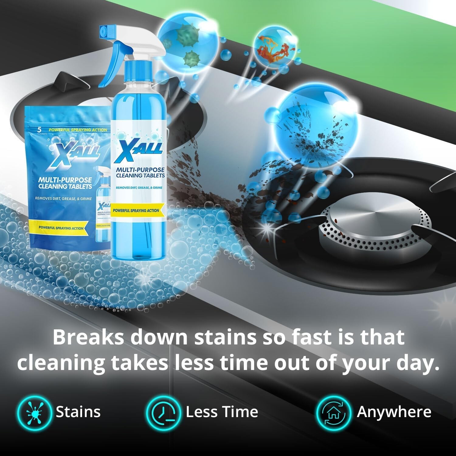 X-ALL Multi-Purpose Cleaner - Spray Bottle and 5x Cleaning Tablets