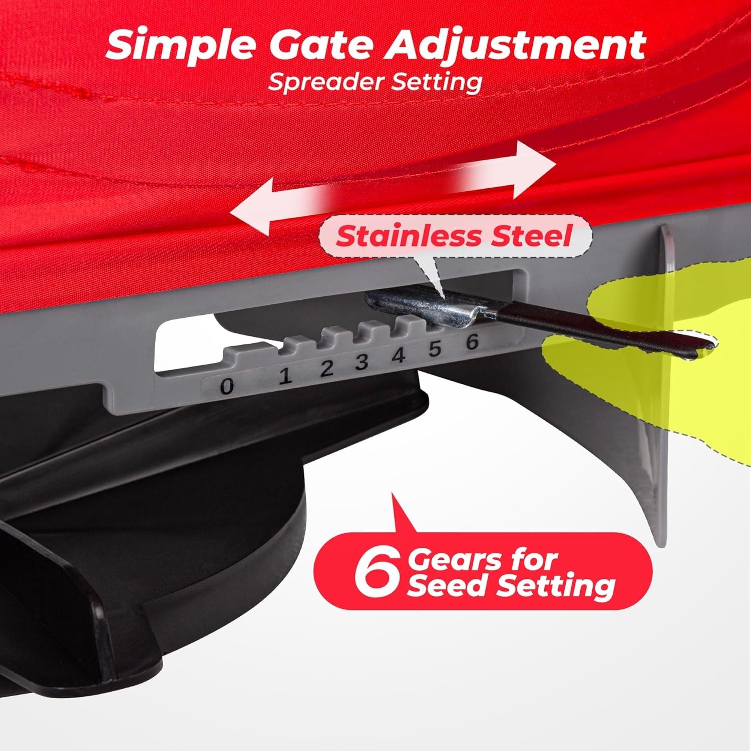 Handheld Seed Spreader with 25lb Bag Frame Support Flow Control Enclosed Gear