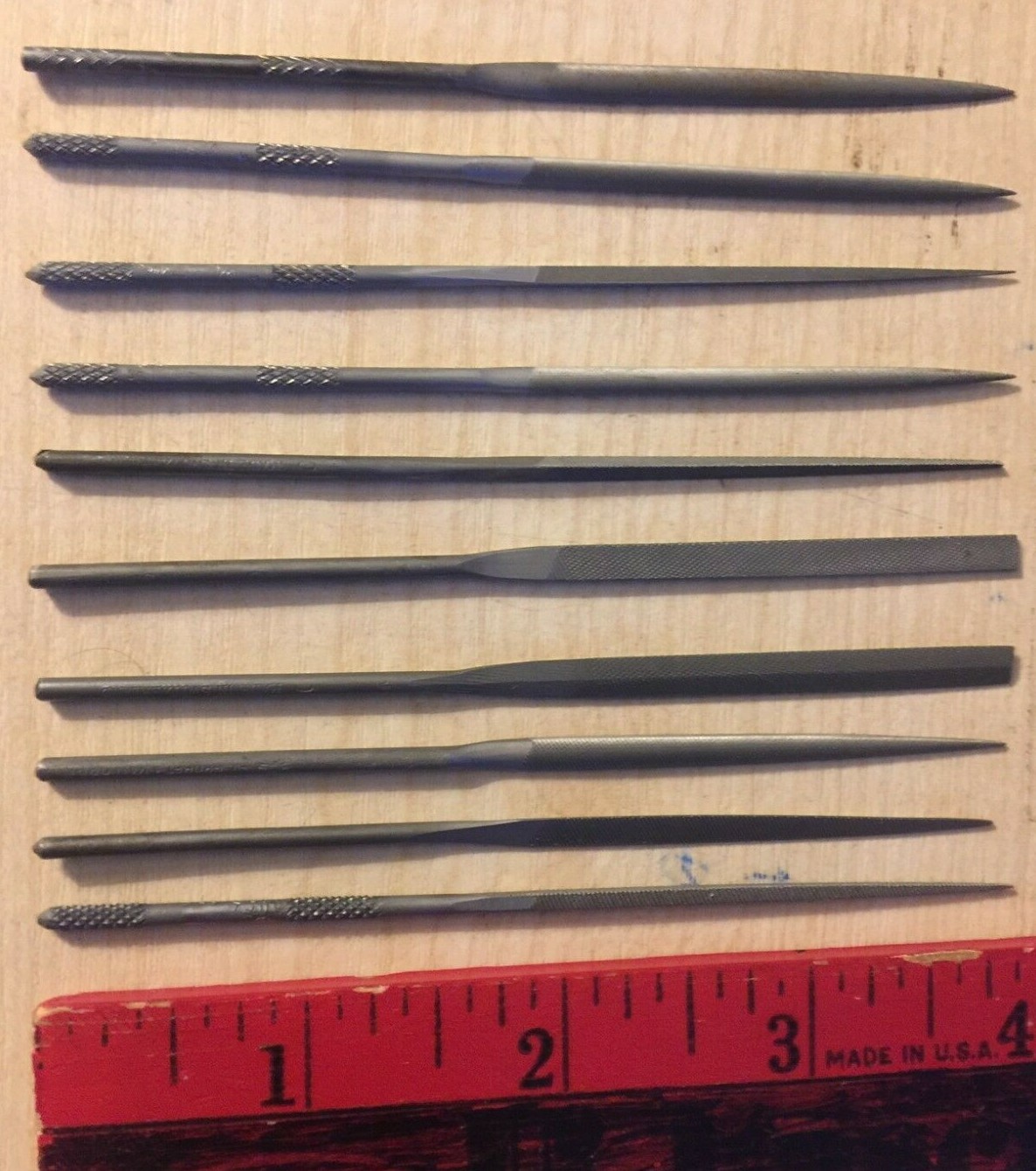 10 pc. Lot / Kit, Grobet Needle Files, 4" Long, Nice mix of new files.