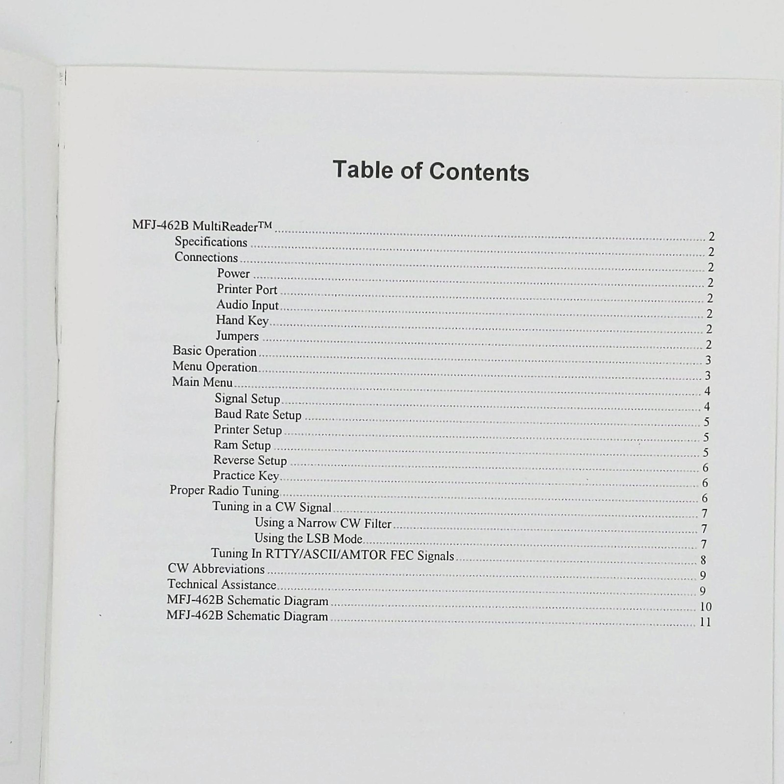 MFJ-462B MultiReader Ver. 2E Original Manual