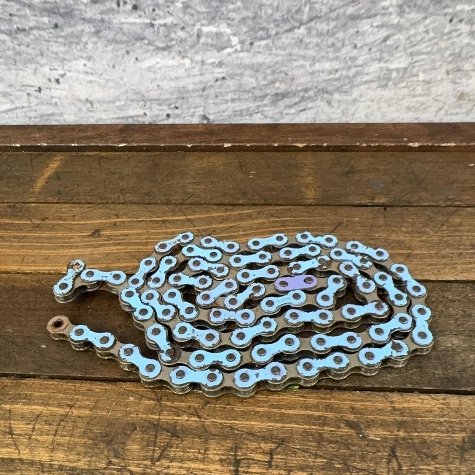 Vintage KMC BMX Bicycle Chain Blue Purple 90 Links 1s Old School 80s Stretch