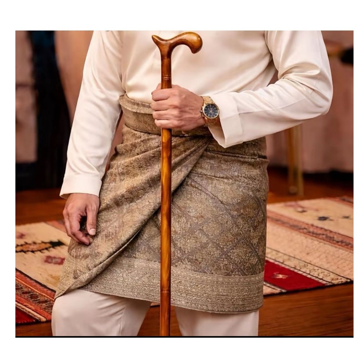 Hand Carved Teak Wood Walking Cane Stick Wooden Solid Natural Handmade Heavy Dut