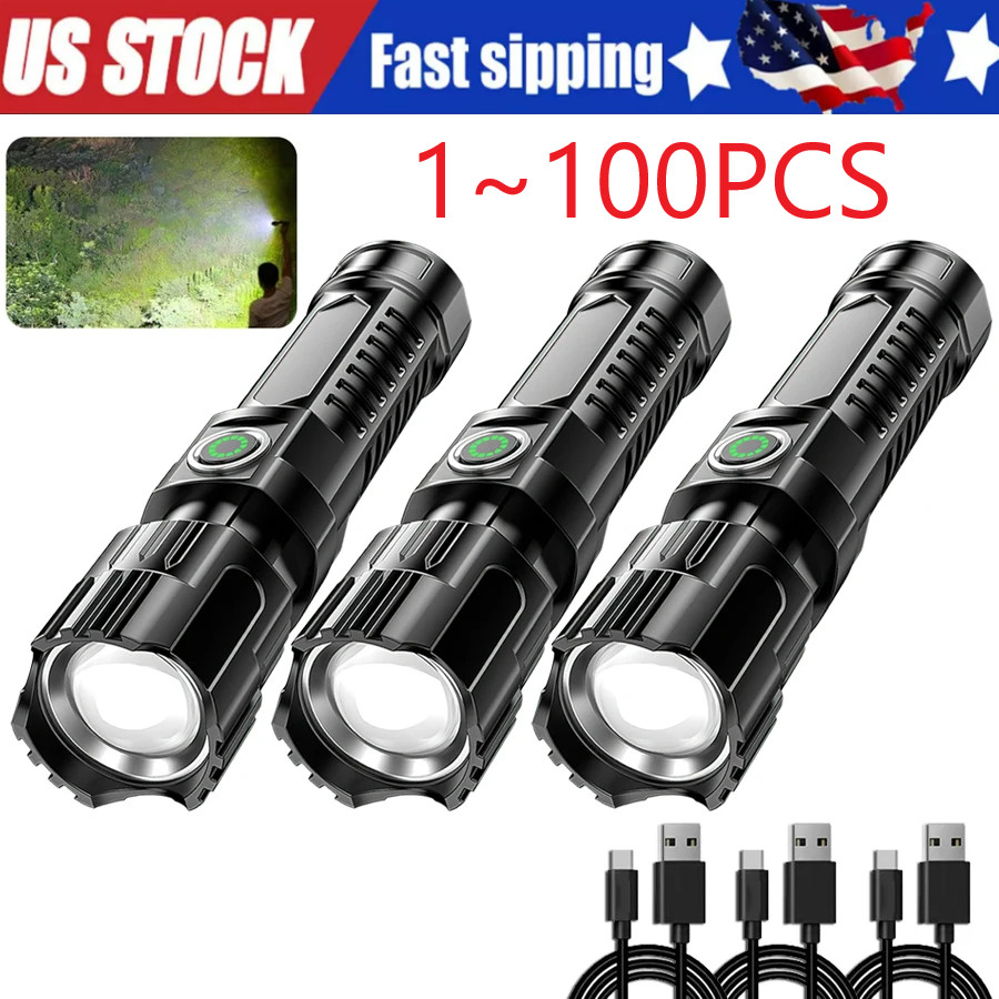 Mini Rechargeable LED Flashlight Tactical Police Super Bright Torch Zoomable Lot