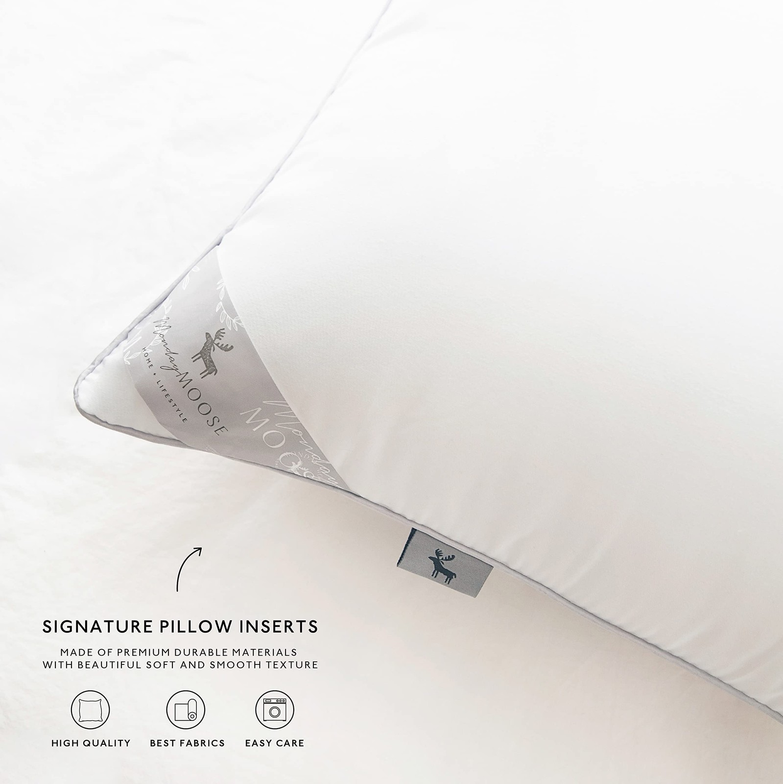 Throw Pillow Inserts, Set of 4 White Soft Microfiber Piping Designs, Square P...