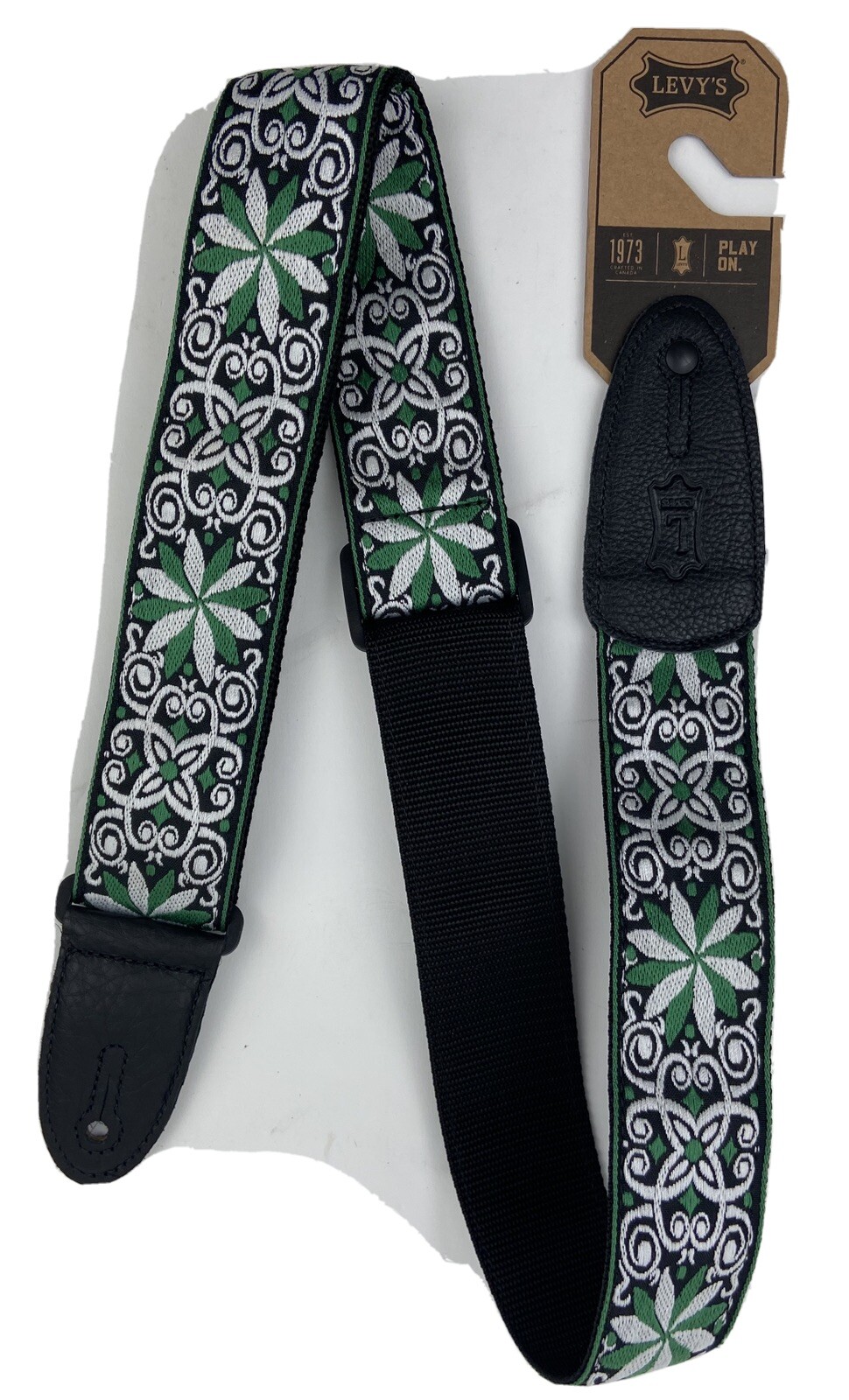 Levy's M8HT-11 2" Hootenanny Jacquard Weave Guitar Strap - Green Flowers