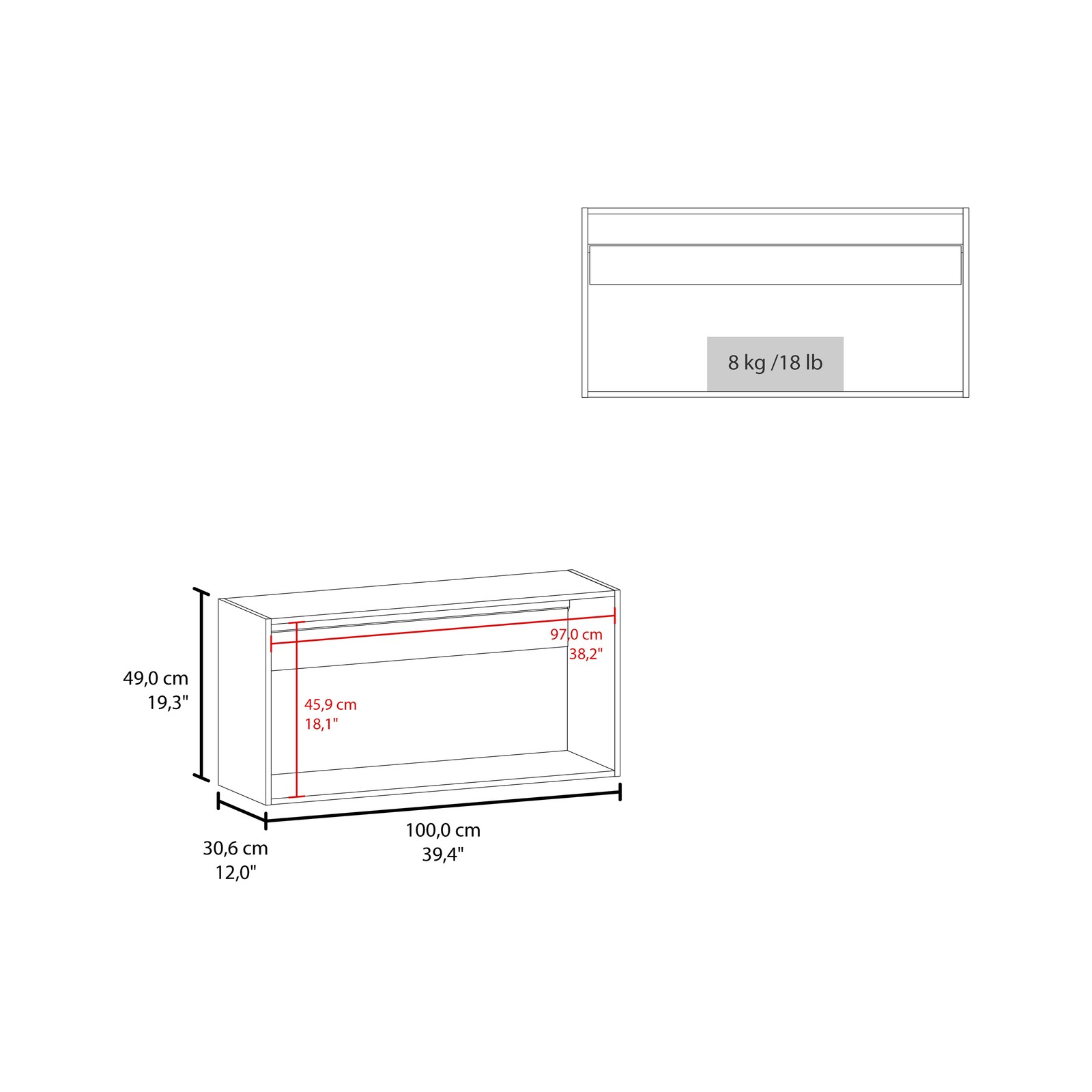 Nakya Kitchen Wall Cabinet with 2 Doors, White Oak
