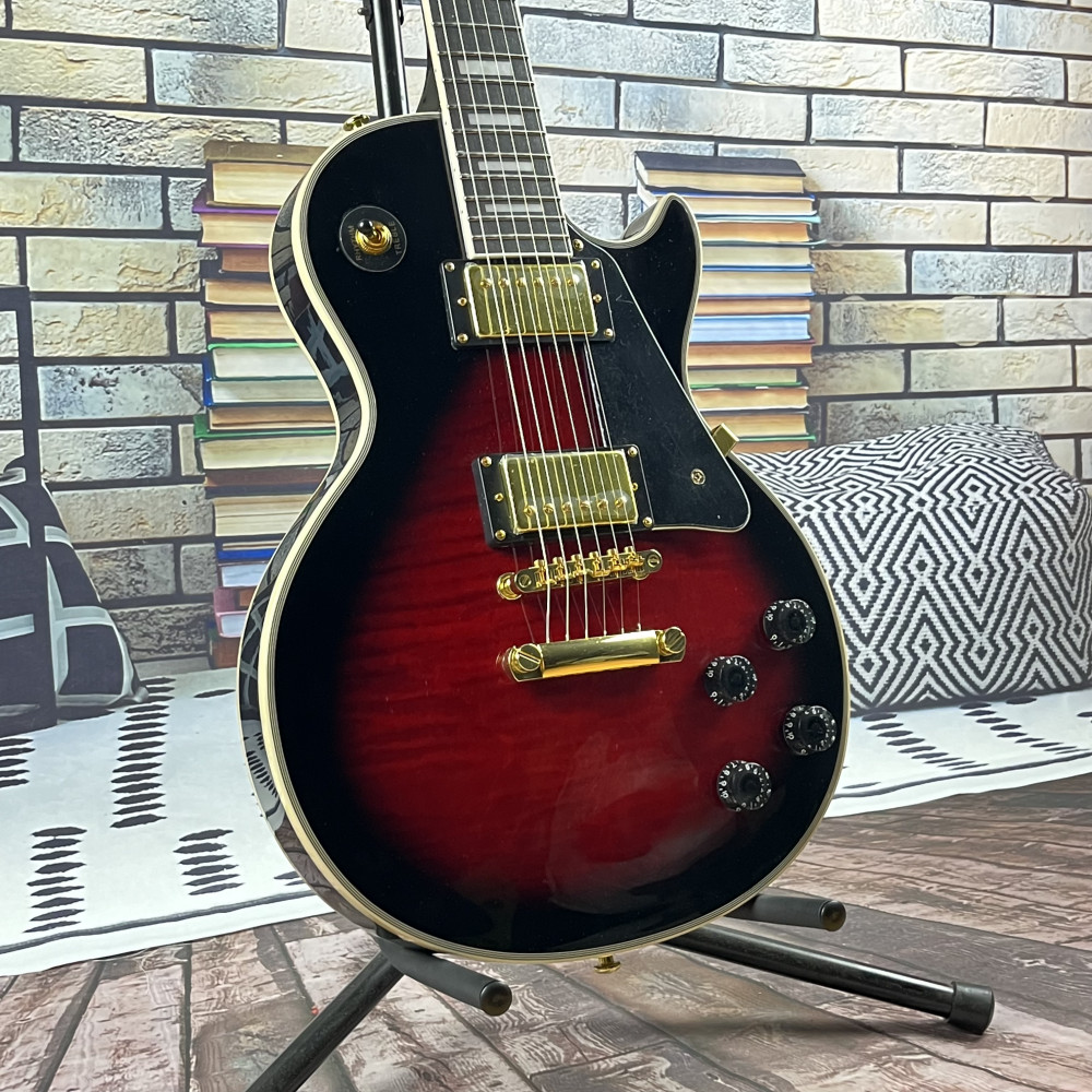 Black Red electric guitar Stainless Fret gold color hardware free shipping