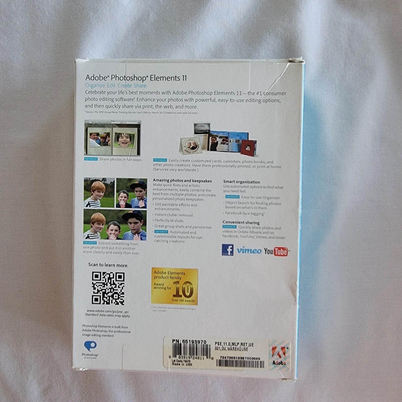 BRAND NEW ADOBE PHOTOSHOP ELEMENTS 11 SOFTWARE WIN & MAC Pc DISCS Sealed