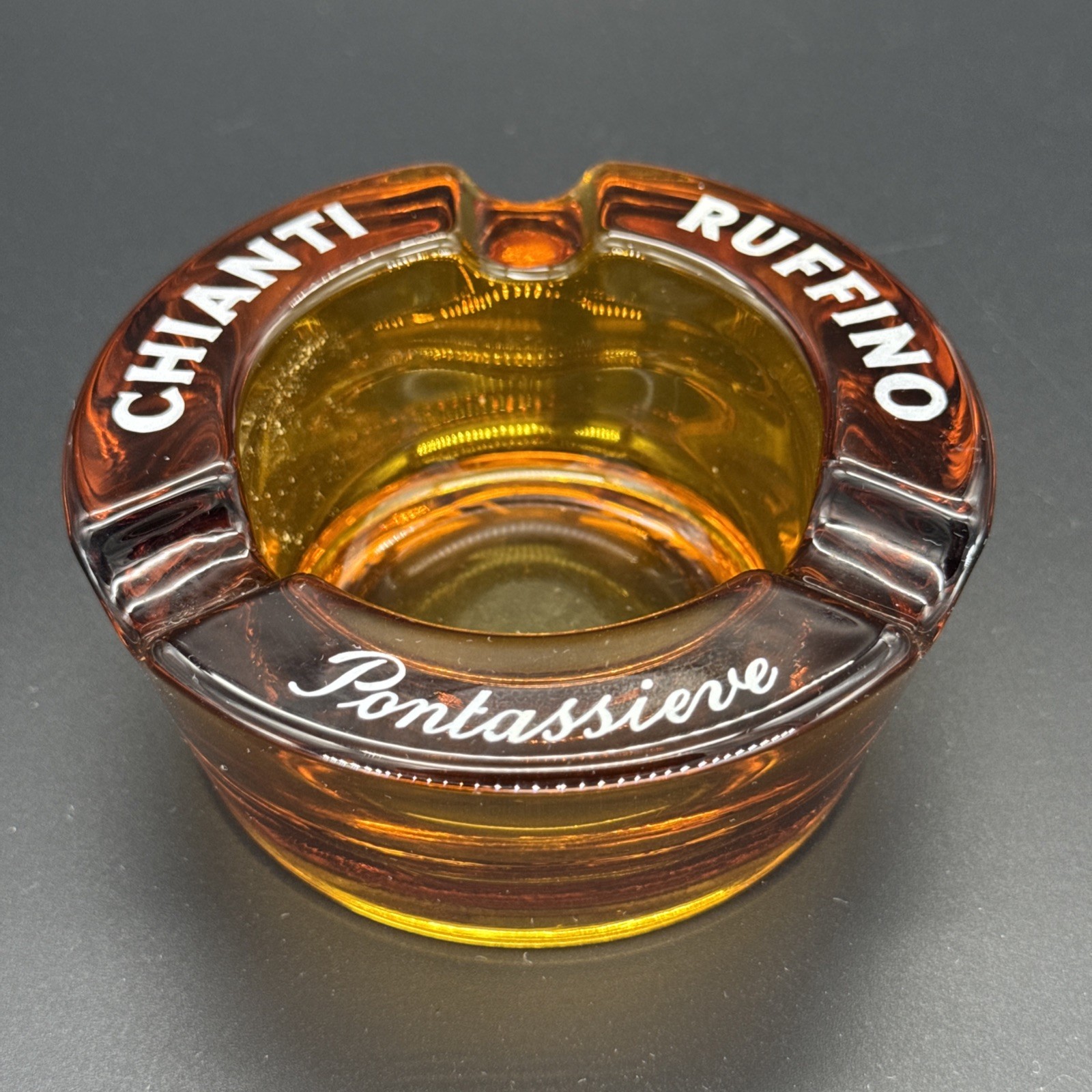 Vintage Glass Oenology Wine -VINO-VINROSA-CHIANTI-BERTOLLI Advertising Ashtray