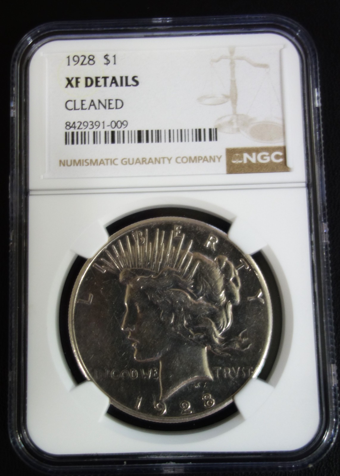 1928 $1 Silver Peace Dollar NGC XF Extremely Fine Details Key Date Coin