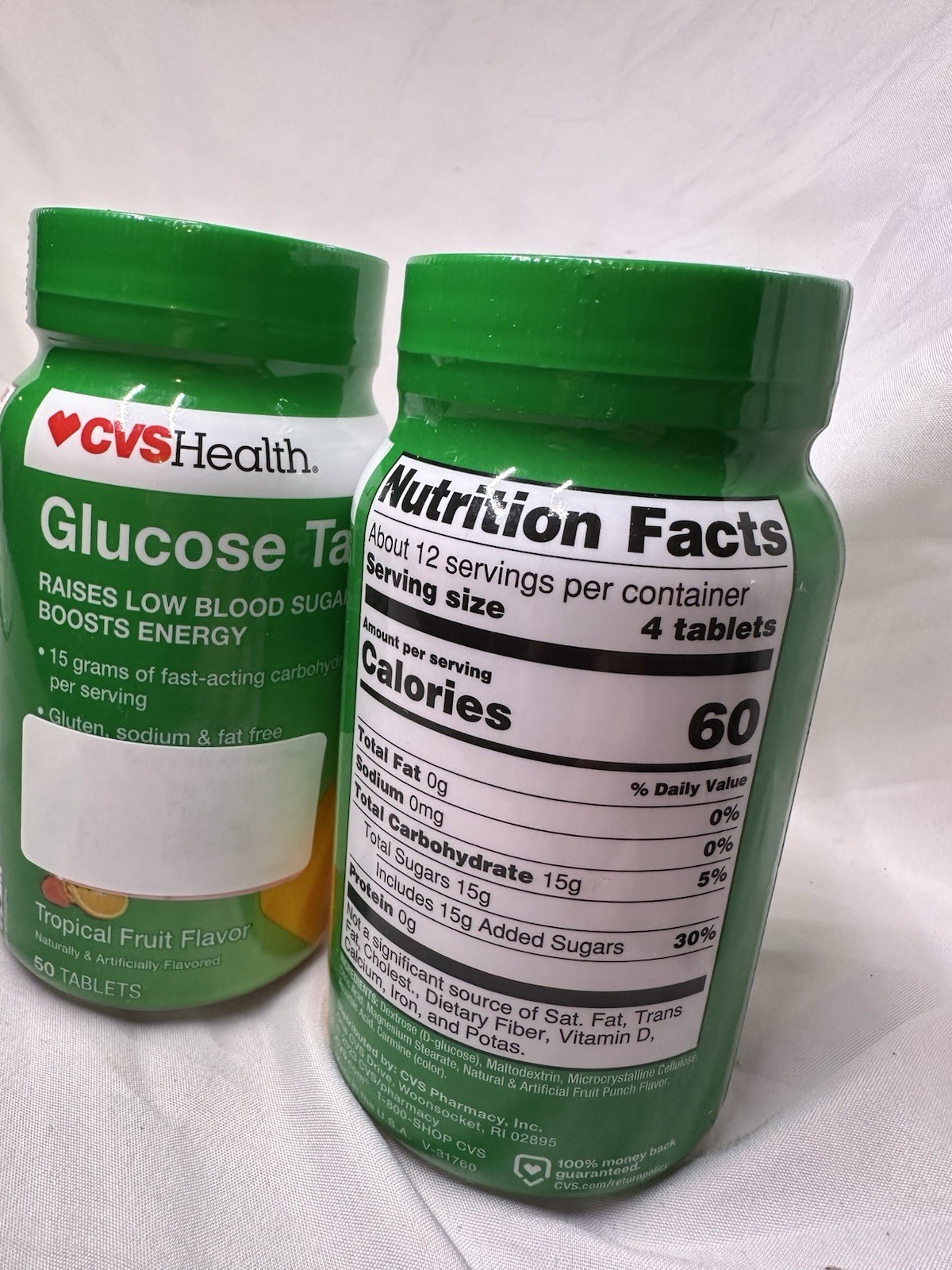 Glucose Tablets, Tropical Fruit Flavor, 50 Count, Pack of 2