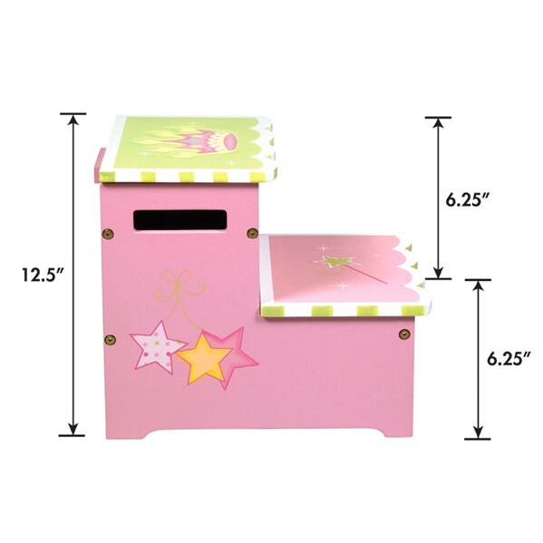 New Toddler Girl's Swan Lake Ballerina Pink Wood Step Up Storage Stool Toy Box