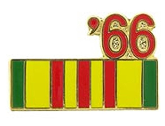 1966 VIETNAM SERVICE RIBBON LAPEL/HAT PIN PLUS BONUS DECAL/STICKER COMBO PACK