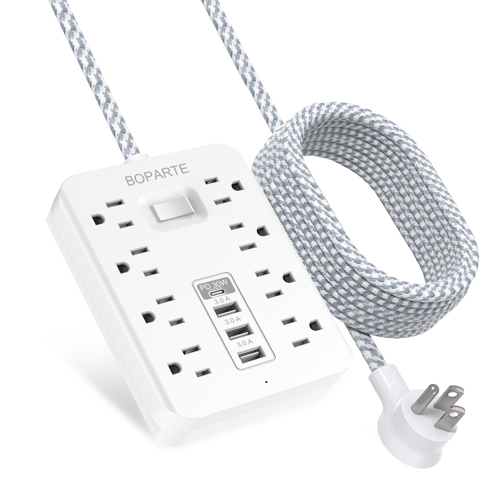 Surge Protector Power Strip with 10 Ft Extension Cord - USB Power Strip (PD 3...