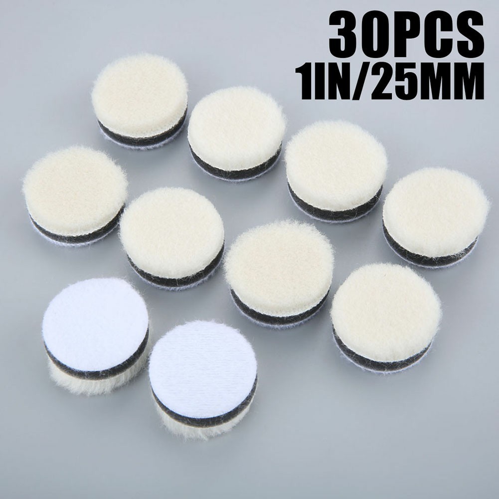 30Pcs 1inch Wool Polishing Pad Buffing Pads For Car Polisher Or Glass Polishing