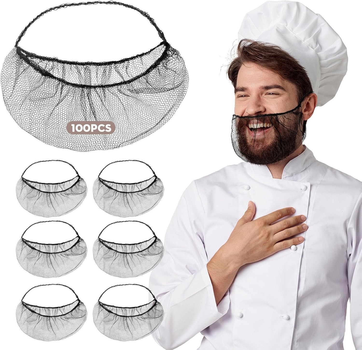 Comfortable 18" Nylon Beard Covers - Secure Disposable Beard Nets for Kitchens