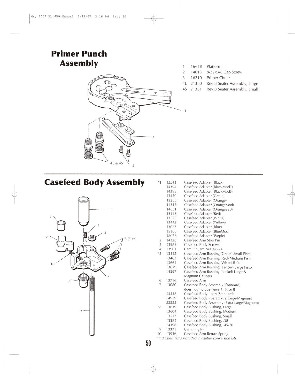 Dillon XL650 Primer Seater Assembly Large 21380