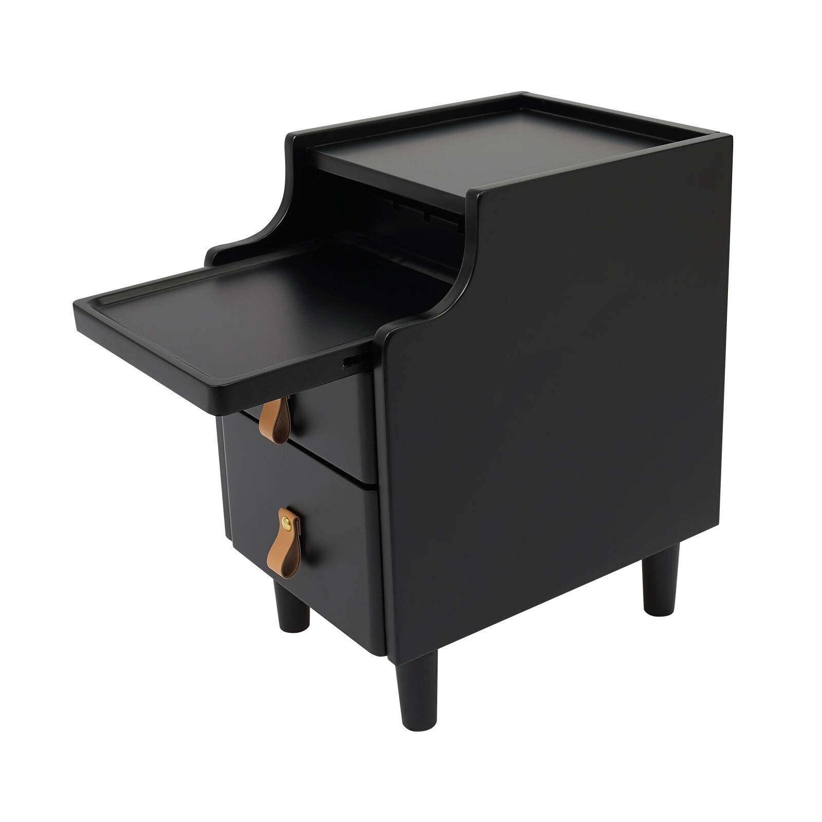2-Tier Bedroom Storage Cabinet Nightstand with 2 Drawers Modern Bedside Table