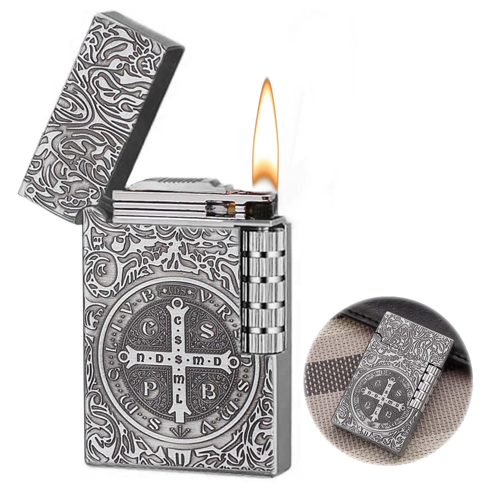 Dragon Relief Design, Side Wheel Frosted Lighter, refillable Butane, Black